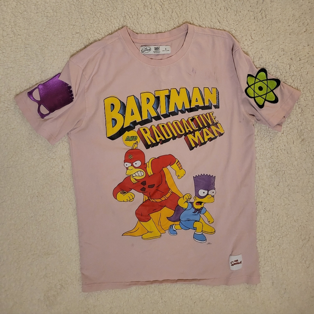 VINTAGE THE SIMPSONS BARTMAN RADIOACTIVE MAN T Shirt Pink Size S